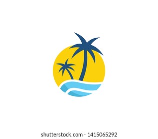 Summer beach logo sun vector design 