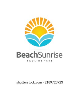 Summer Beach Logo, Beach Sunrise Logo