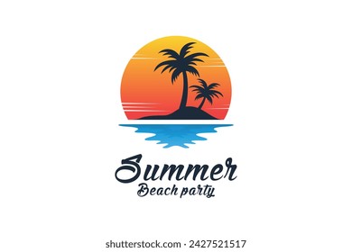 Plantilla de logotipo de playa de verano con concepto creativo oceánico Vector Premium