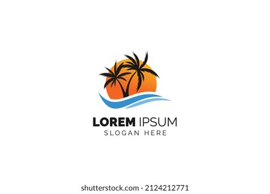 Summer beach logo template vector illustration design