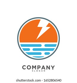 summer beach logo vector, Holiday icon. Wave logo. Sea, beach, ocean logo