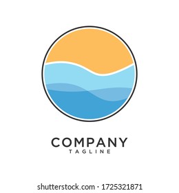 summer beach logo vector, Holiday icon. Wave logo. Sea, beach, ocean logo