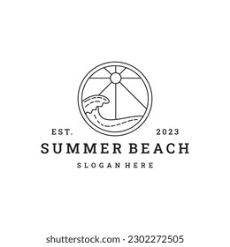 Summer beach logo vector icon illustration hipster vintage retro .