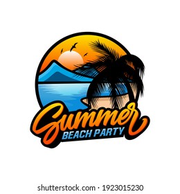summer beach logo vector illustration