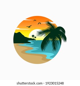 summer beach logo vector illustration
