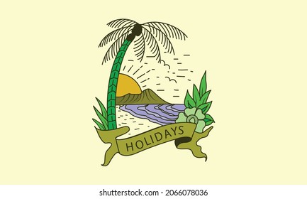 summer beach logo vector illustration