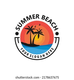 summer beach logo vector illustration