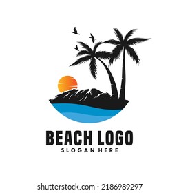 summer beach logo vector illustration