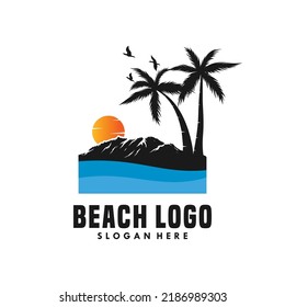 summer beach logo vector illustration