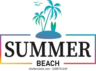 summer beach logo vector illustration ON WHITE BACKGROUND ISOLATED