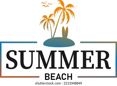 summer beach logo vector illustration ON WHITE BACKGROUND ISOLATED