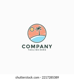 summer beach logo vector illustration