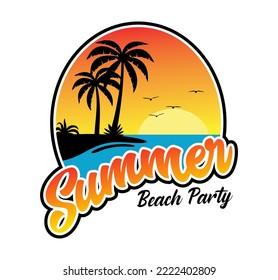 summer beach logo vector illustration