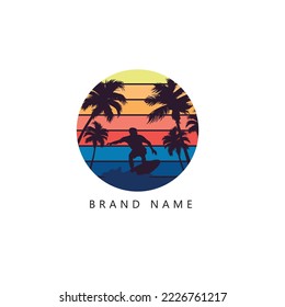 ilustración vectorial del logotipo de la playa de verano. EPS
