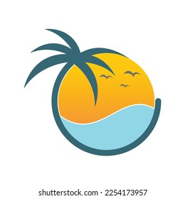 summer beach logo vector illustration design