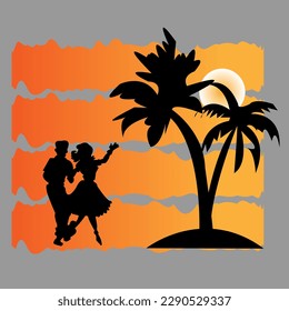 logotipo de la playa de verano vectorial ilustración del logotipo de la playa de verano, logotipo de la puesta de sol, montañas, cocoteros
