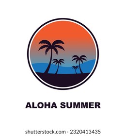 summer beach logo vector illustration