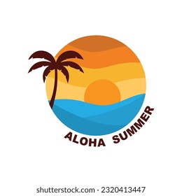 summer beach logo vector illustration