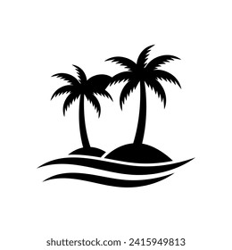 summer beach logo vector illustration. Sunset summer beach logo Vector