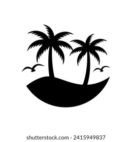 ilustración vectorial del logotipo de la playa de verano. Logo de la playa de verano de Sunset Vector