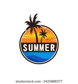 summer beach logo vector illustration