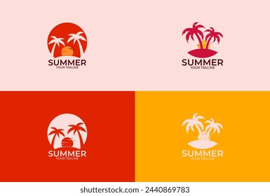 Summer beach logo vector illustration. Set Collection. Eps 10