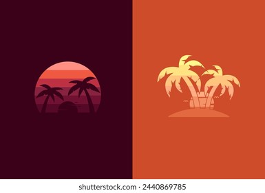 Summer beach logo vector illustration. Set Collection. Eps 10