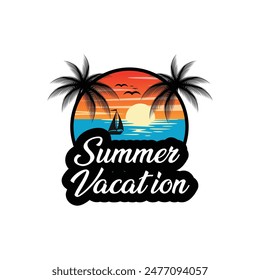 Ilustración vectorial con logo de summer beach