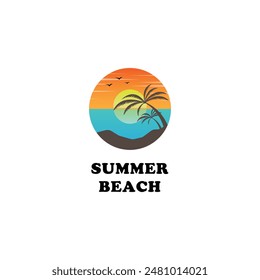 Ilustración vectorial con logo de summer beach