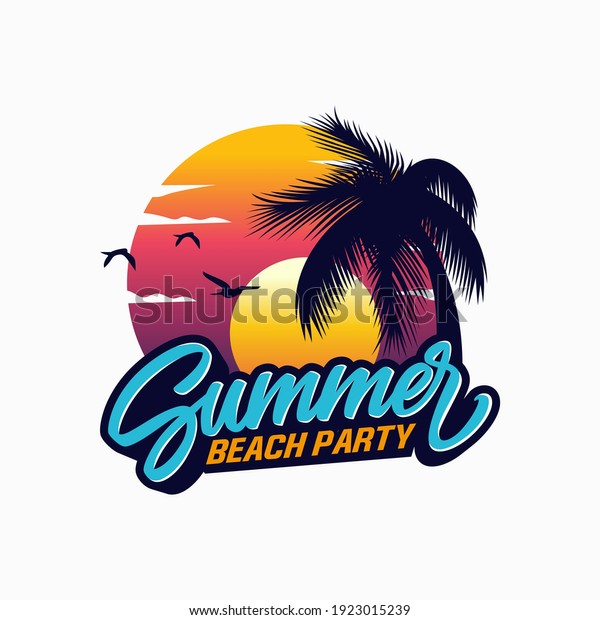 summer beach logo vector\
illustration