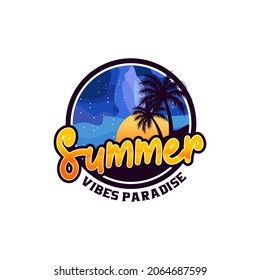 Summer beach logo Vector template 