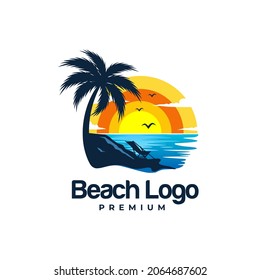 Summer beach logo Vector template 