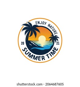 Summer beach logo Vector template 