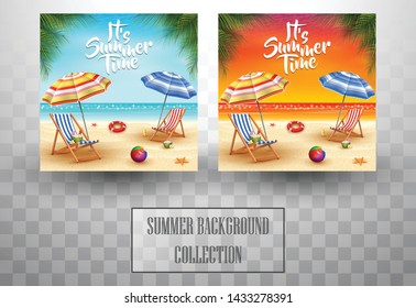 Summer beach morning and evening view background collections