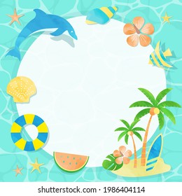 Summer Beach Nature and Sea Animals  Banners, Square shape