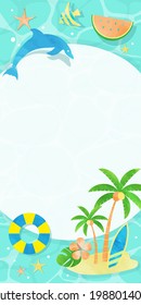 Summer Beach Nature and Sea Animals  Banners, 1:2 Vertical Position