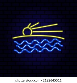Summer Beach Neon Sign. Vector illustration