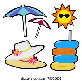 summer beach objects vector