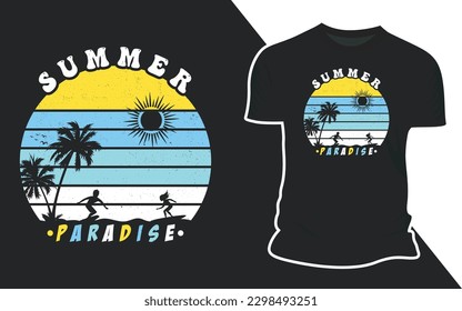 Summer Beach Outdoor Vector T shirt Design Graphic Illustration