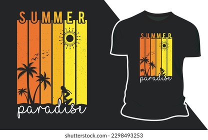 Summer Beach Outdoor Vector T shirt Design Graphic Illustration