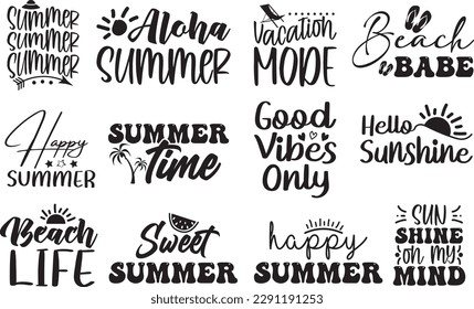 Summer Beach Outdoor Vector Typography Design Bundle