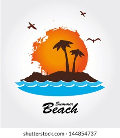 summer beach over gray background vector illustration