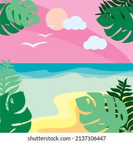 fondo de palmeras de playa de verano naturaleza divertida