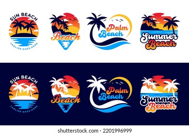 summer beach, palm beach logo design collection