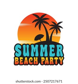 summer beach palm tree island logo design vector template