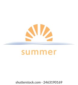 Sommerstrand mit Palme und Sonnenuntergang Logo Design Inspiration