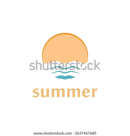 summer beach with palm tree and sunset logo design inspiration