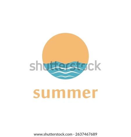 summer beach with palm tree and sunset logo design inspiration