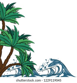 summer beach palm trees