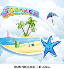Summer beach with palm trees